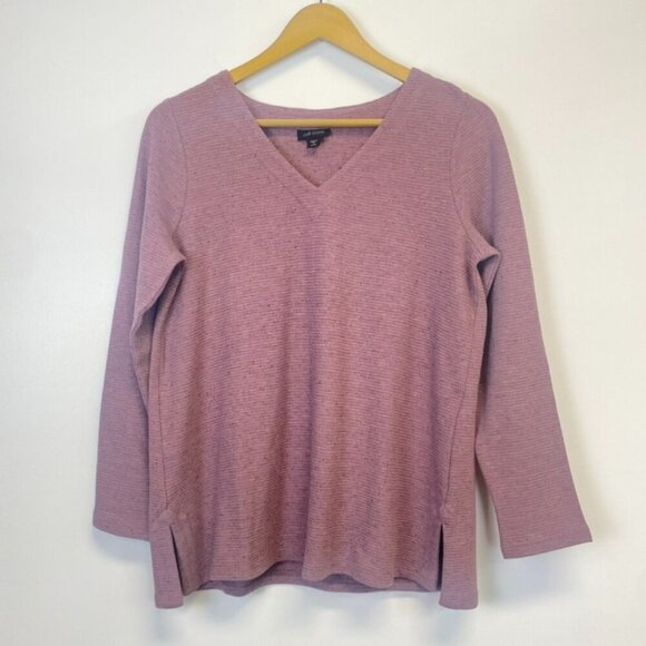 J. Jill Wearever Mauve Long Sleeve V Neck Top - Picture 1 of 8